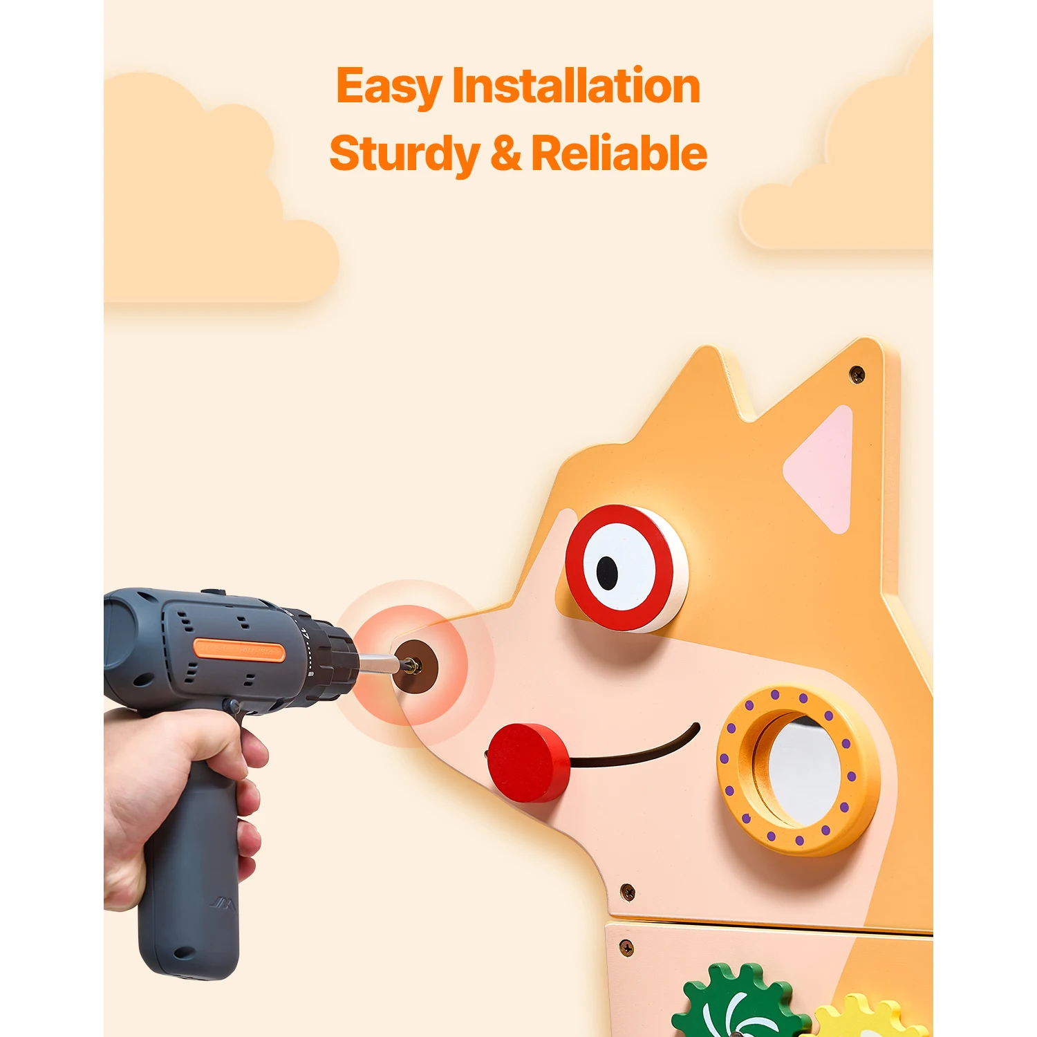 VEVOR Puppy Wooden Wall Busy Board | Kids Activity Panel VEVOR Puppy Wooden Wall Busy Board | Kids Activity Panel - Image 4